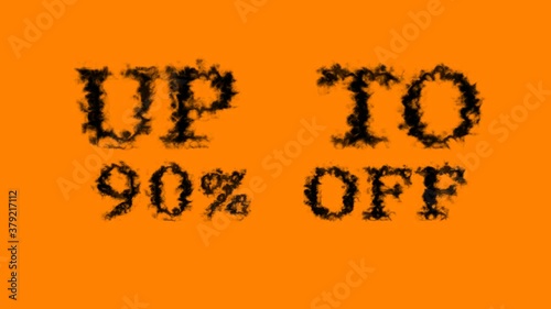 Up To 90% Off smoke text effect orange isolated background. animated text effect with high visual impact. letter and text effect. 