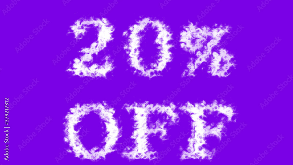 20% Off cloud text effect violet isolated background. animated text effect with high visual impact. letter and text effect. 20% Off cloud text effect violet isolated background. animated text effect with high visual impact. letter and text effect.
