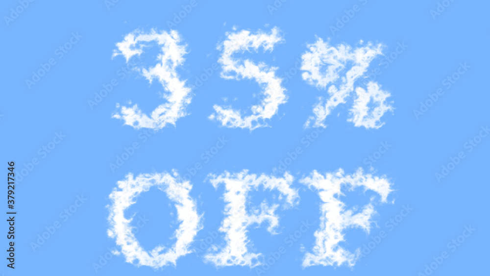 35% Off cloud text effect sky isolated background. animated text effect with high visual impact. letter and text effect. 35% Off cloud text effect sky isolated background. animated text effect with high visual impact. letter and text effect.