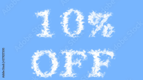 10% Off cloud text effect sky isolated background. animated text effect with high visual impact. letter and text effect. 