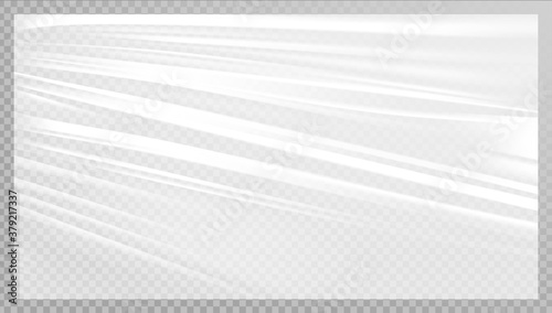 Realistic plastic warp film. Vector illustration on transparent background. You can place it on any object to create a wrap effect. EPS10.