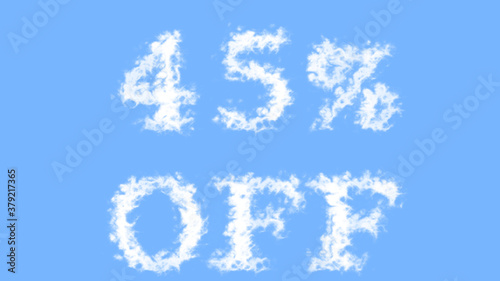45% Off cloud text effect sky isolated background. animated text effect with high visual impact. letter and text effect. 