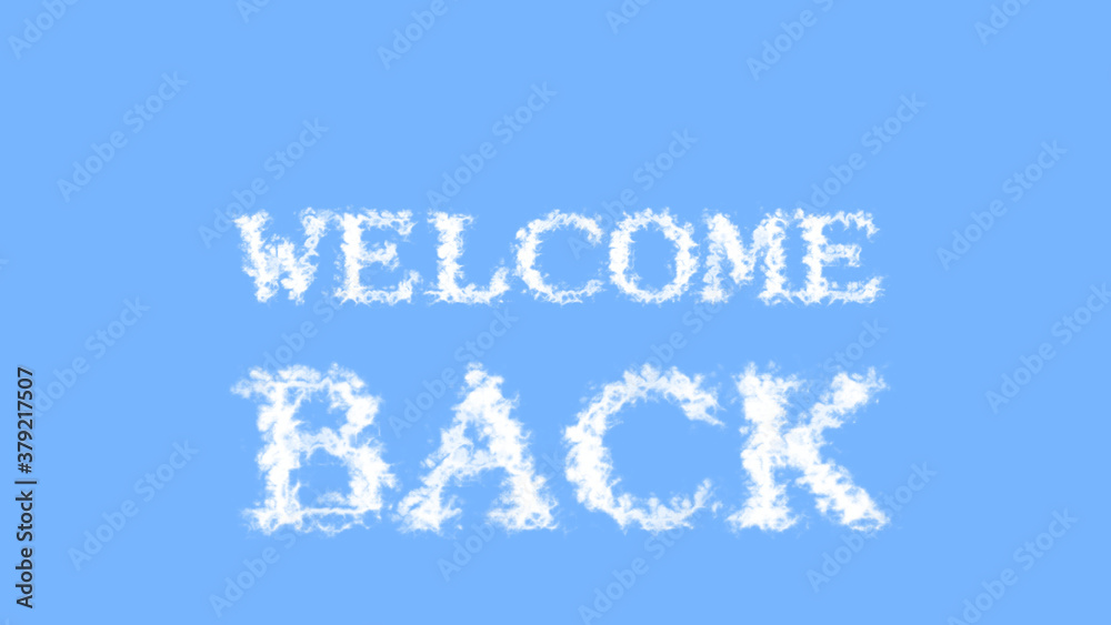 Welcome Back cloud text effect sky isolated background. animated text ...