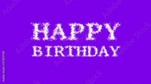 Happy Birthday cloud text effect violet isolated background. animated text effect with high visual impact. letter and text effect. 