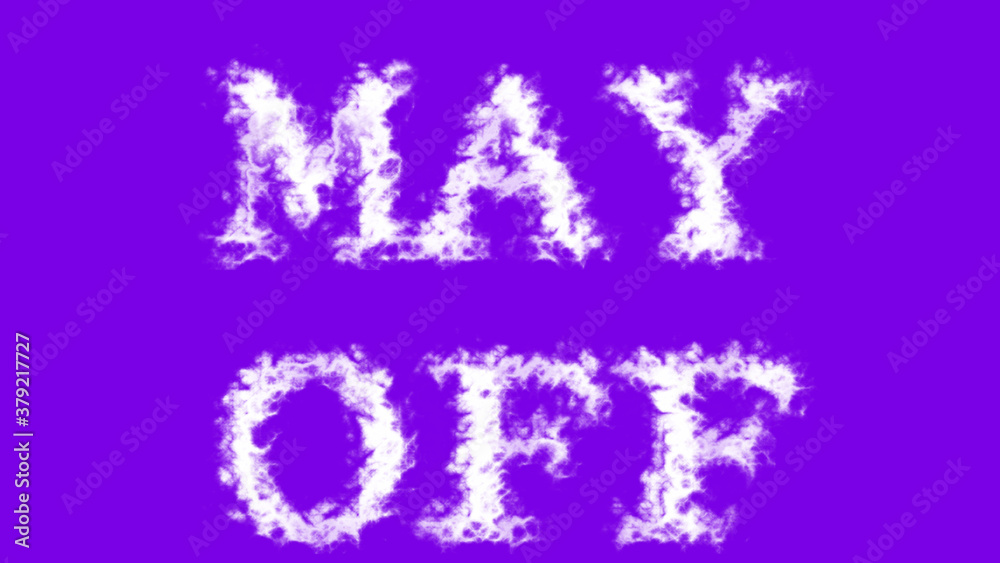 May Off cloud text effect violet isolated background. animated text effect with high visual impact. letter and text effect. 