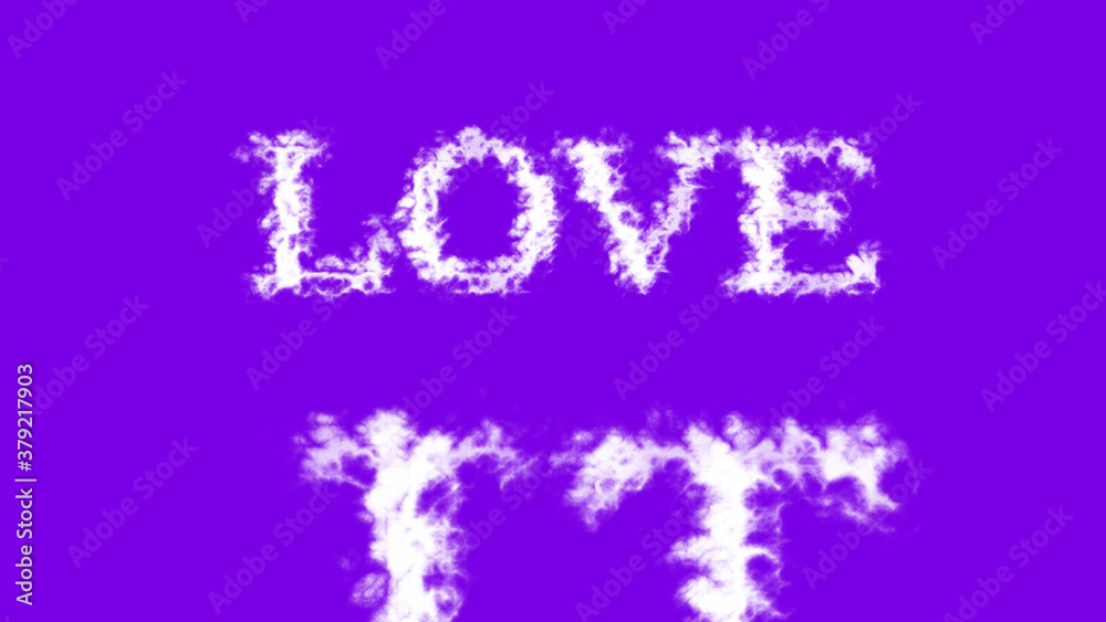 Love It cloud text effect violet isolated background. animated text effect with high visual impact. letter and text effect. 
