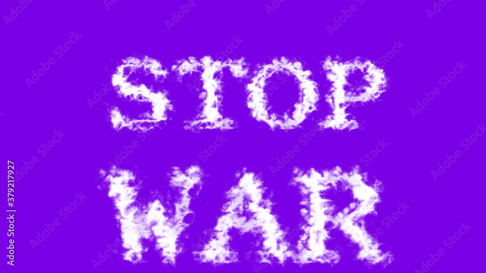 Stop War cloud text effect violet isolated background. animated text effect with high visual impact. letter and text effect. 