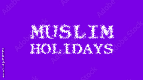 Muslim Holidays cloud text effect violet isolated background. animated text effect with high visual impact. letter and text effect. 