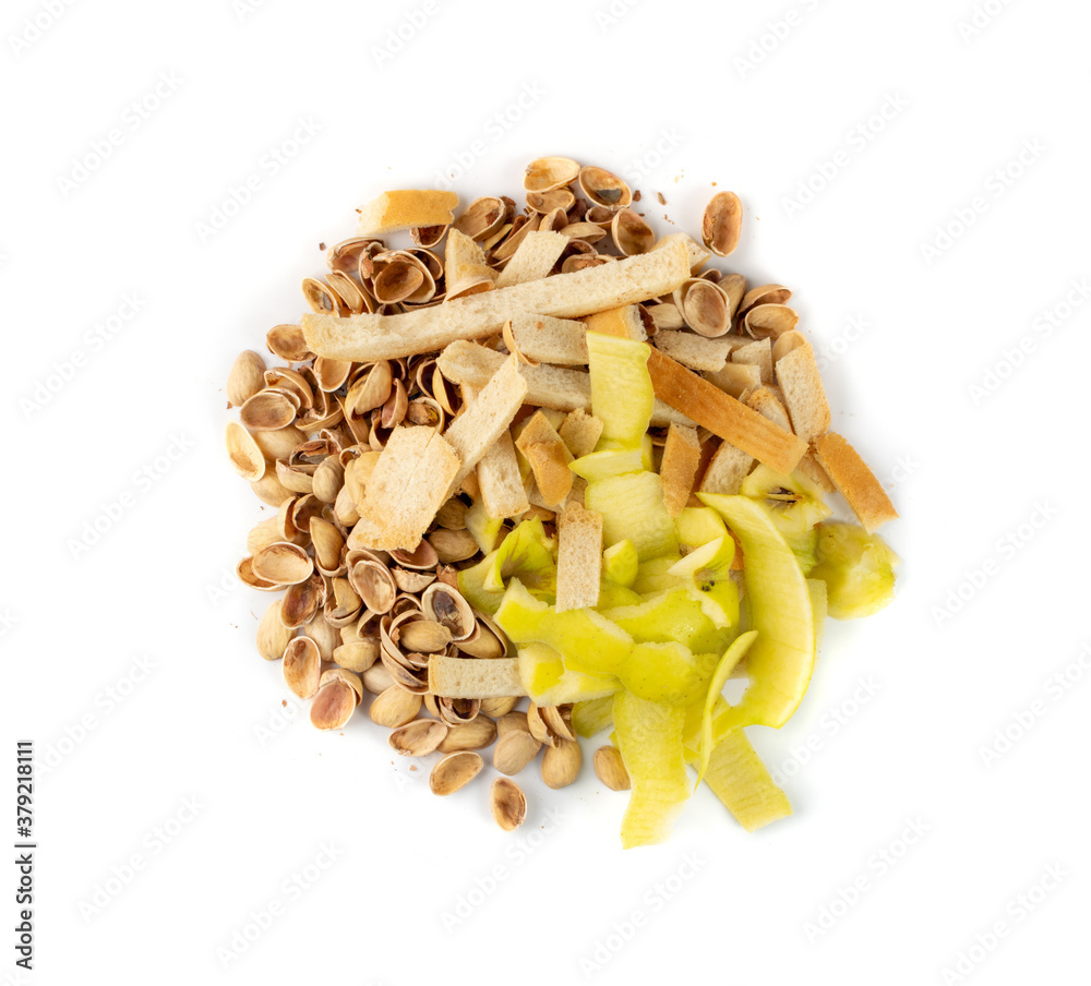 Pile of pistachios husks isolated on white background Pile of pistachios husks isolated on white background