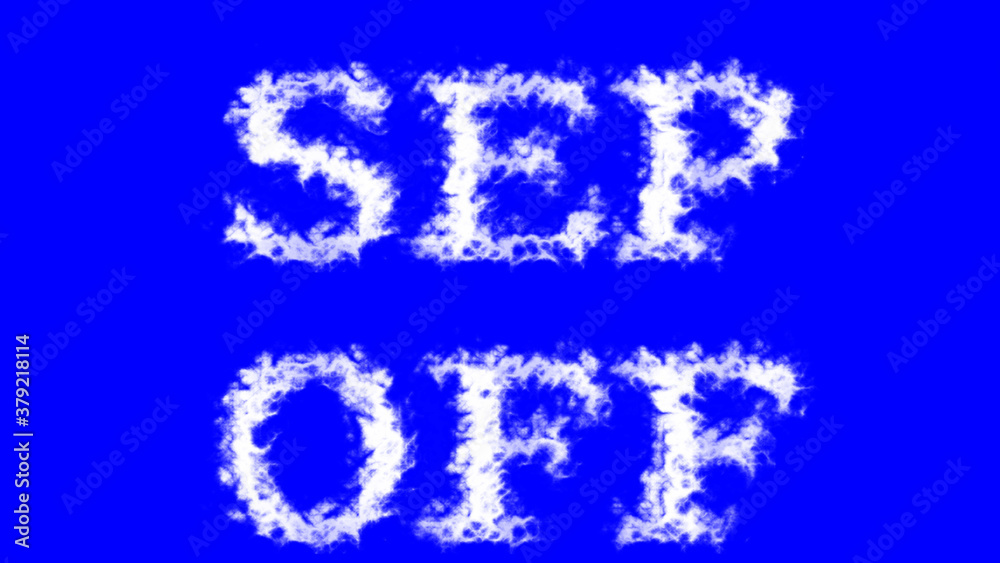 Sep Off cloud text effect blue isolated background. animated text effect with high visual impact. letter and text effect. 