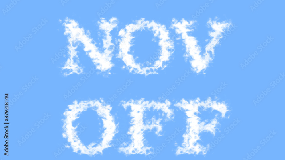 Nov Off cloud text effect sky isolated background. animated text effect with high visual impact. letter and text effect. 