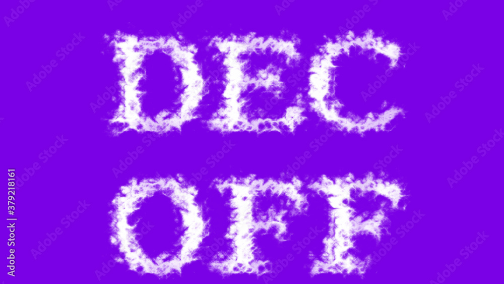 Dec Off cloud text effect violet isolated background. animated text effect with high visual impact. letter and text effect. 