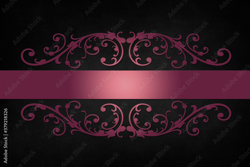 Black background with luxery pink ornaments and space for your own text.