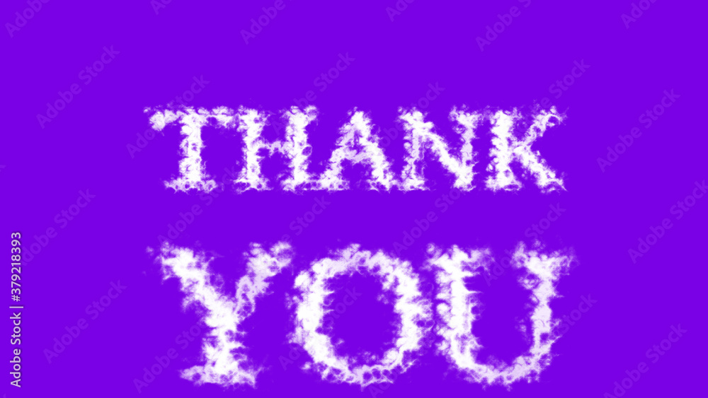 Thank You cloud text effect violet isolated background. animated text effect with high visual impact. letter and text effect. 