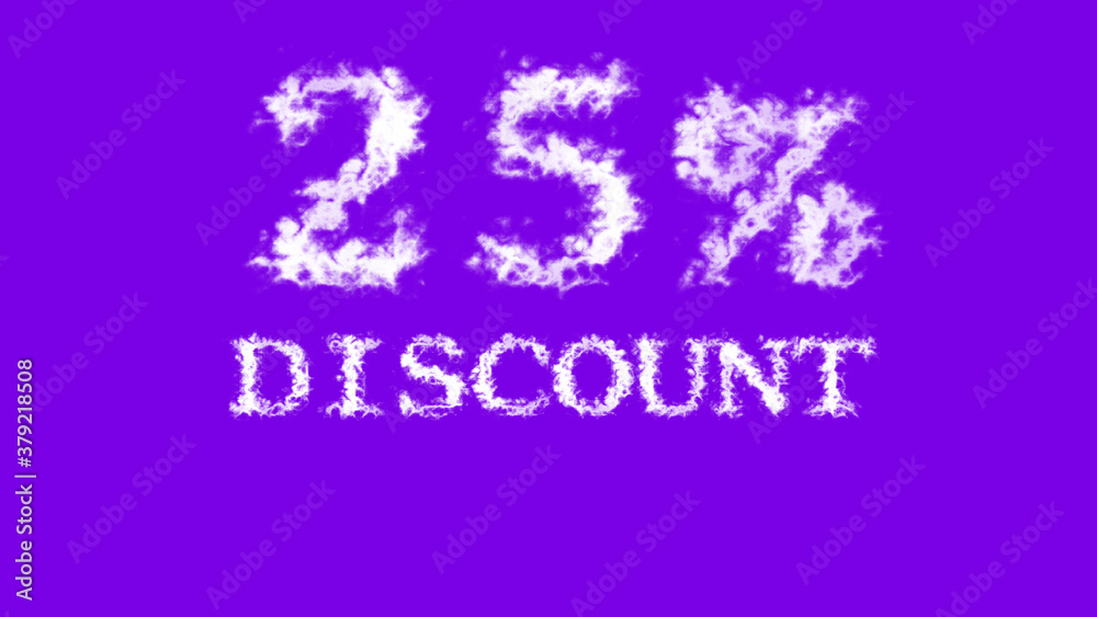 25% discount cloud text effect violet isolated background. animated text effect with high visual impact. letter and text effect. 
