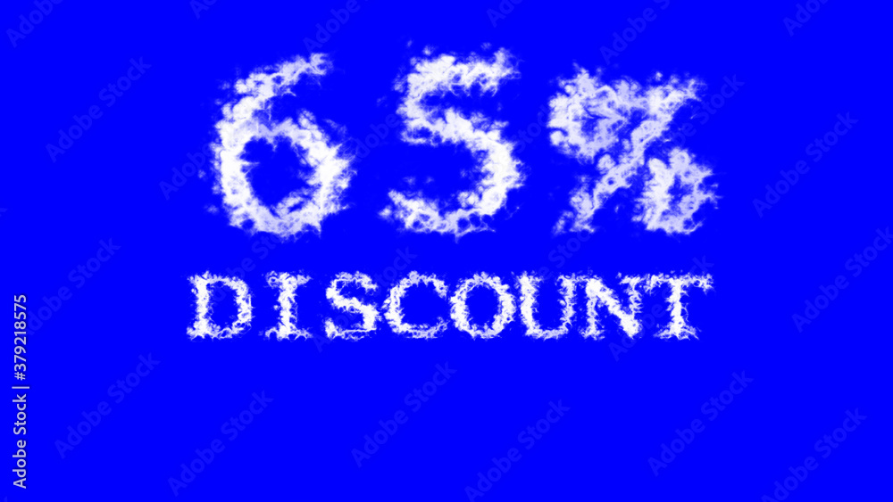 65% discount cloud text effect blue isolated background. animated text effect with high visual impact. letter and text effect. 