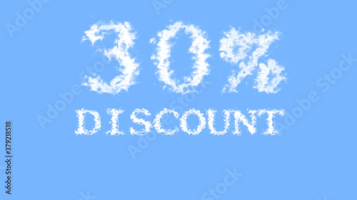 30% discount cloud text effect sky isolated background. animated text effect with high visual impact. letter and text effect. 