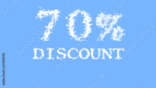 70% discount cloud text effect sky isolated background. animated text effect with high visual impact. letter and text effect. 
