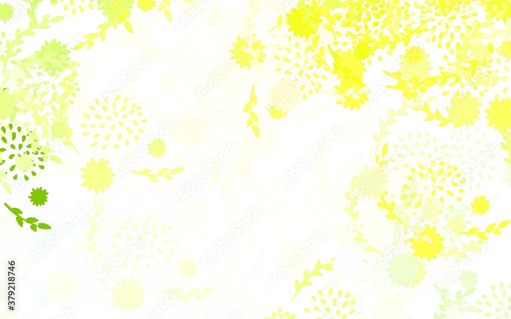 Light Green, Yellow vector doodle layout with flowers, roses. Light Green, Yellow vector doodle layout with flowers, roses.