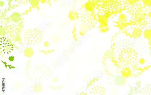 Light Green, Yellow vector doodle layout with flowers, roses.