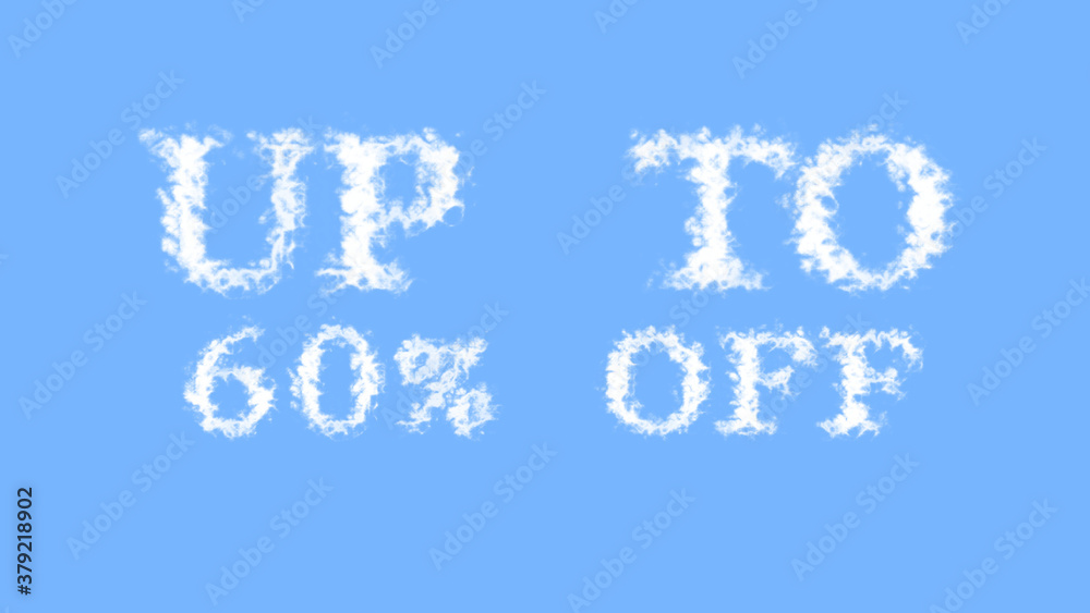 Up To 60% Off cloud text effect sky isolated background. animated text effect with high visual impact. letter and text effect. 