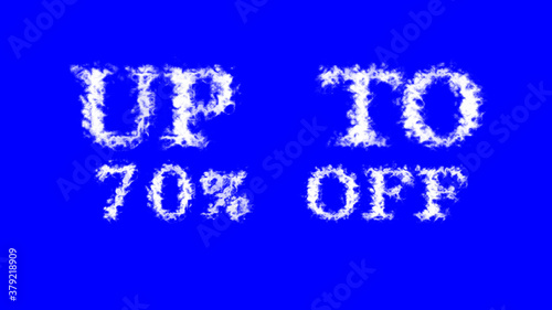 Up To 70% Off cloud text effect blue isolated background. animated text effect with high visual impact. letter and text effect. 