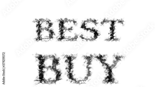 Best buy smoke text effect white isolated background. animated text effect with high visual impact. letter and text effect. 