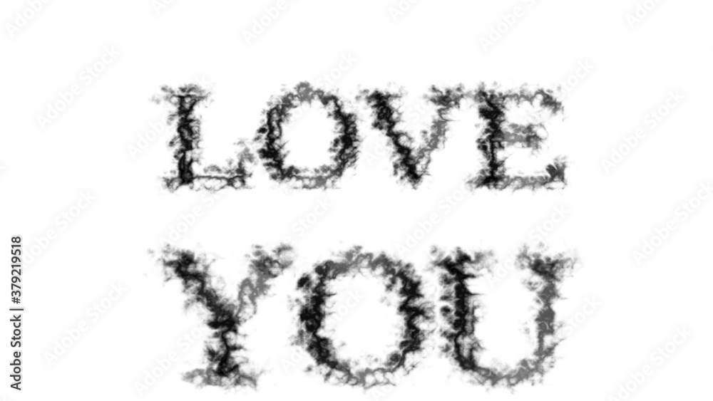 Love You smoke text effect white isolated background. animated text effect with high visual impact. letter and text effect. 