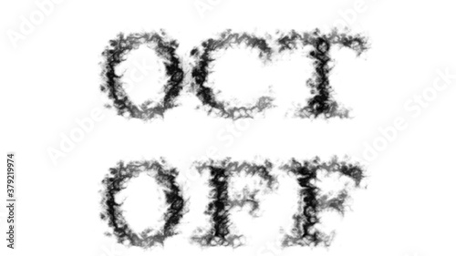 Oct Off smoke text effect white isolated background. animated text effect with high visual impact. letter and text effect. 