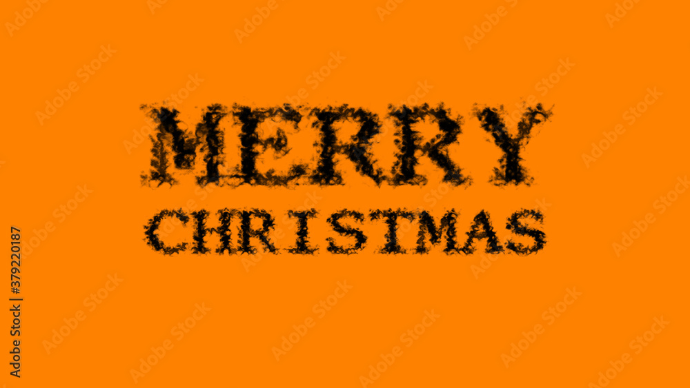 Merry Christmas smoke text effect orange isolated background. animated text effect with high visual impact. letter and text effect. 