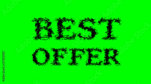 Best Offer smoke text effect green isolated background. animated text effect with high visual impact. letter and text effect. 