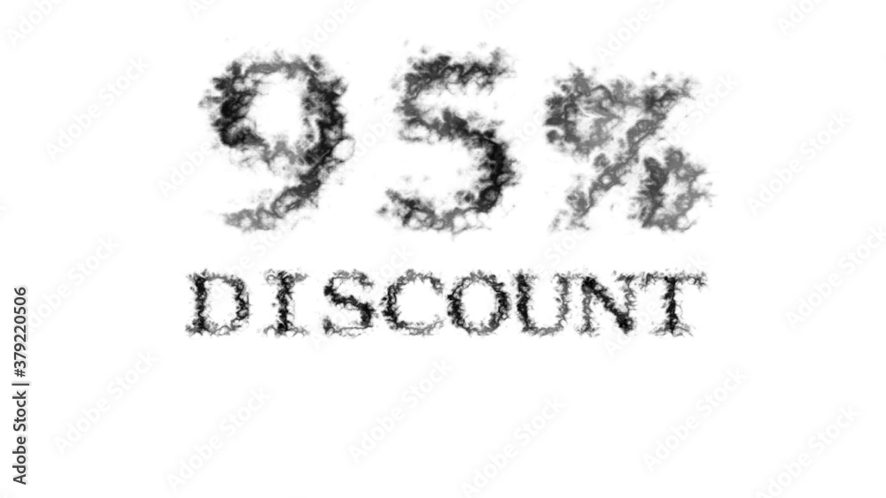 95% discount smoke text effect white isolated background. animated text effect with high visual impact. letter and text effect. 95% discount smoke text effect white isolated background. animated text effect with high visual impact. letter and text effect.