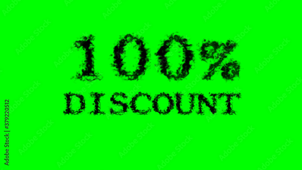 100% discount smoke text effect green isolated background. animated text effect with high visual impact. letter and text effect. 100% discount smoke text effect green isolated background. animated text effect with high visual impact. letter and text effect.