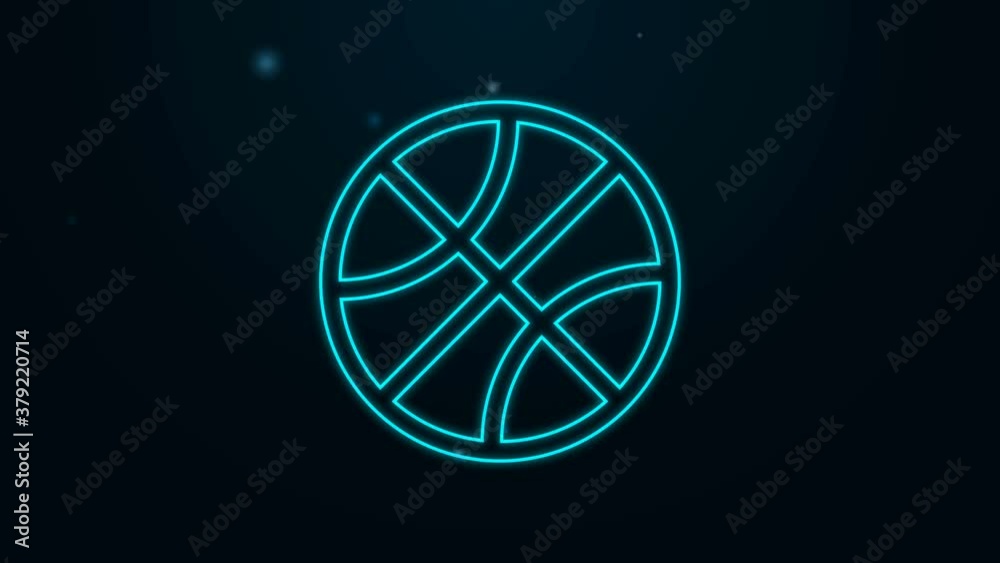 Glowing neon line Basketball ball icon isolated on black background. Sport symbol. 4K Video motion graphic animation Glowing neon line Basketball ball icon isolated on black background. Sport symbol. 4K Video motion graphic animation