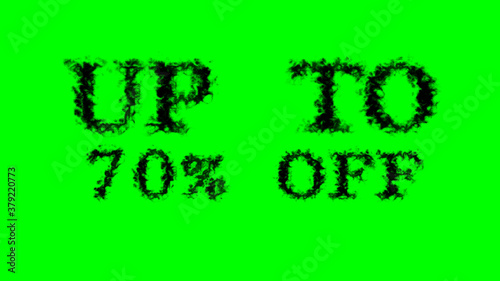 Up To 70% Off smoke text effect green isolated background. animated text effect with high visual impact. letter and text effect. 