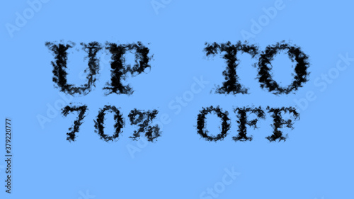 Up To 70% Off smoke text effect sky isolated background. animated text effect with high visual impact. letter and text effect. 