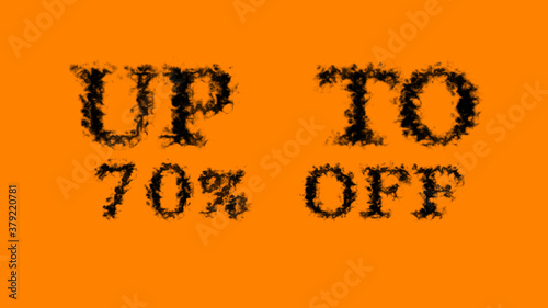 Up To 70% Off smoke text effect orange isolated background. animated text effect with high visual impact. letter and text effect. 