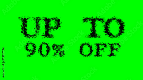 Up To 90% Off smoke text effect green isolated background. animated text effect with high visual impact. letter and text effect. 