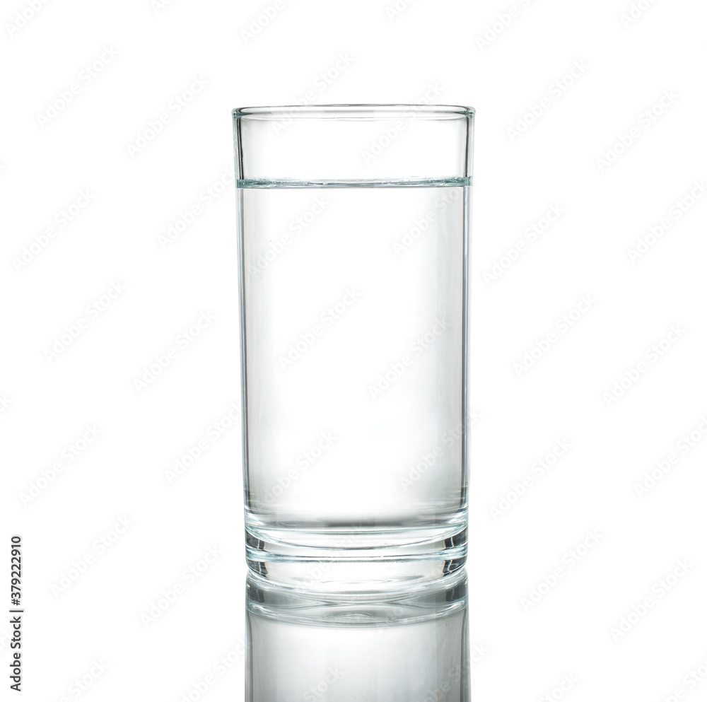 water on a transparent glass isolated white background water on a transparent glass isolated white background