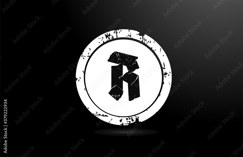 black and white R alphabet letter logo icon. Creative vintage design badge for business and company black and white R alphabet letter logo icon. Creative vintage design badge for business and company