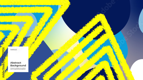 Abstract background illustration. Striped shapes and monochrome strokes. Decorative blue yellow minimal background, backdrop. Hand drawn texture, flow shapes and gradient. Eps10 vector.