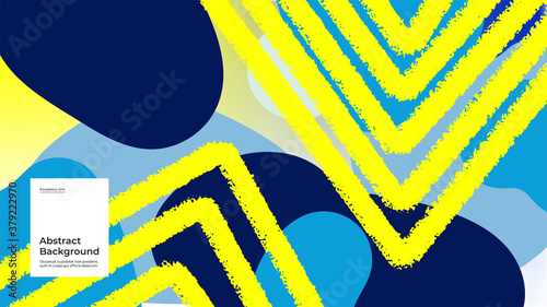 Abstract background illustration. Striped shapes and monochrome strokes. Decorative blue yellow minimal background, backdrop. Hand drawn texture, flow shapes and gradient. Eps10 vector.