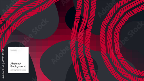 Abstract background illustration. Striped shapes and monochrome strokes. Decorative red gray minimal background, backdrop. Geometric texture, flow shapes and gradient. Eps10 vector.