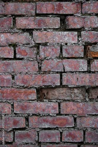 old broken brick wall red