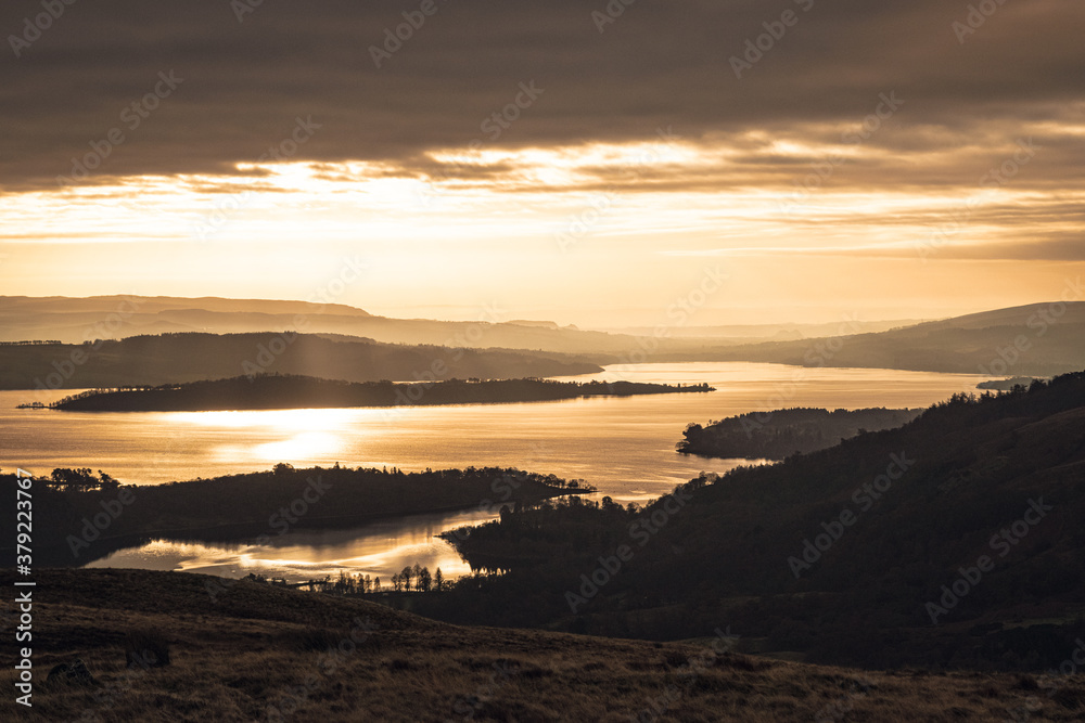 Sunrise over Loch Lomond.
