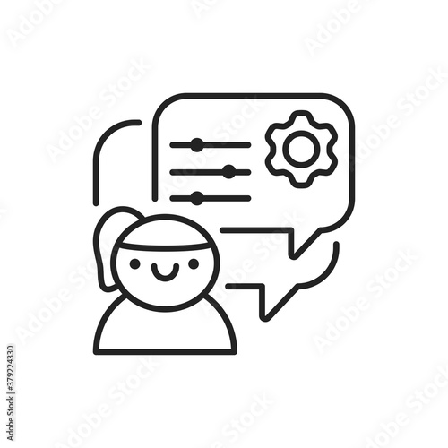 Adaptability black line icon. Business correspondence. Soft skills. Pictogram for web, mobile app, promo. UI UX design element.