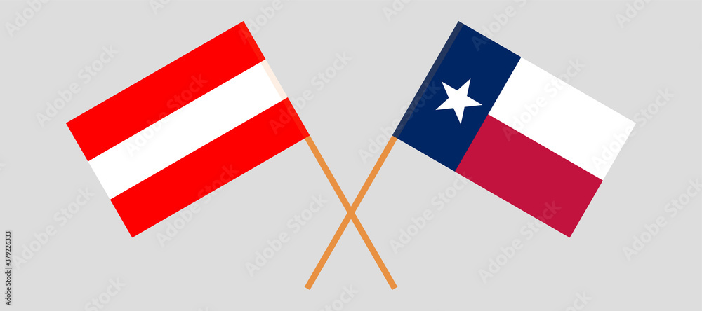 Crossed flags of Austria and the State of Texas