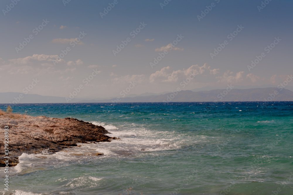 Lonely rock in the Aegina Sea, Greece.
