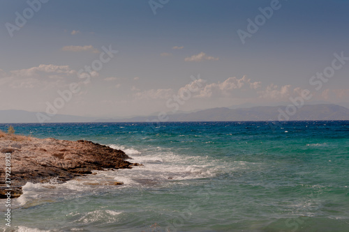 Lonely rock in the Aegina Sea, Greece.