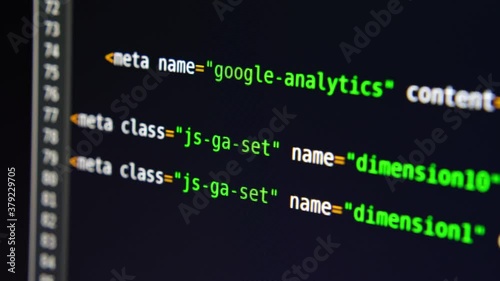 The program text moves on the computer screen. Macro shooting of computer display